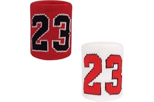 HMWIWAR 2-Pack Wrist Sweatbands Wrist Bands for Men & Women, Basketball Star Lucky Number Absorbent Sweatbands for Tennis Football Running Athletic Gym Sports and Working Out (2 Colors)