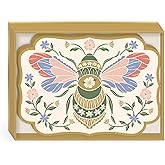 Lady Jayne Boxed Stationery Notecard Set with 20 Flat Die-Cut Note Cards and Envelopes, 5" x 7", Wildflower Meadow Floral Bee (82051)
