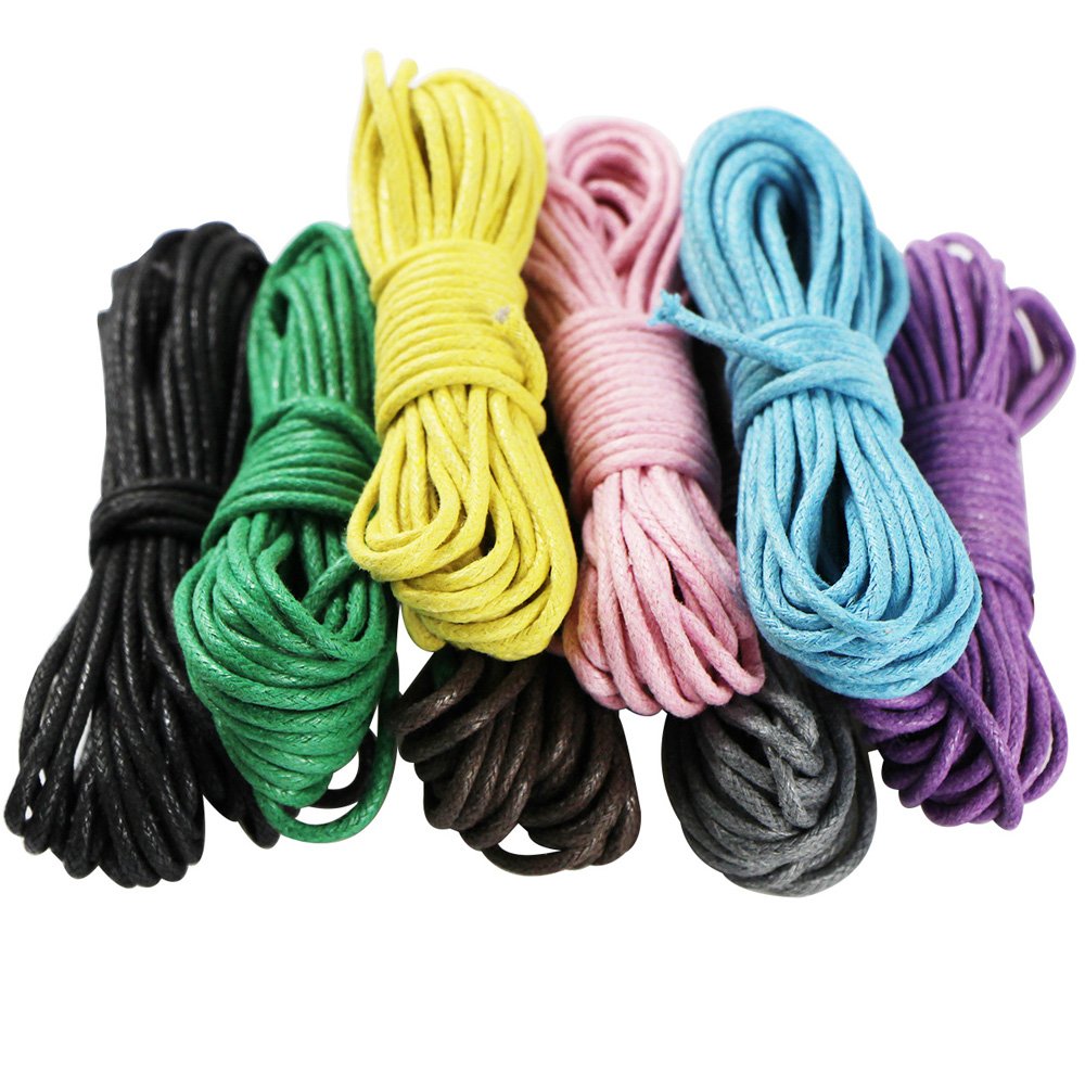 EDGEAM 8PCS Waxed Cotton Cord for Jewellery Making DIY Necklace Bracelet (2 MM, Multi-color)