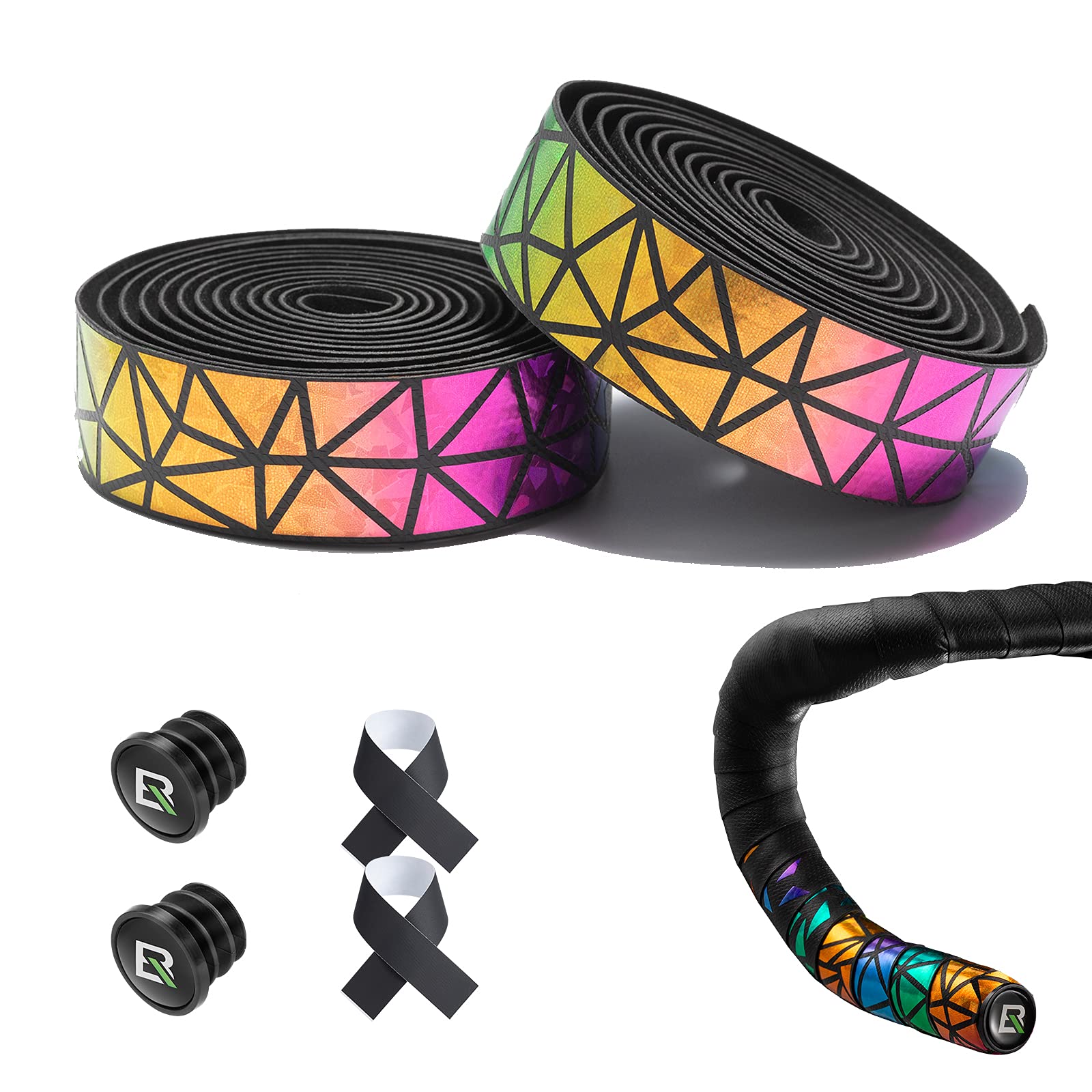 ROCKBROS Bicycle Handlebar Tape Road Bike Handle Straps Durable Grip Tape Gradient Color EVA Cycling Handle Wraps Non-slip Shock-absorbing with Plug