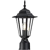 Kumtin Smart Dusk to Dawn Outdoor Post Light, Pole Lantern, Waterproof Die-Cast Aluminum Pole Light Fixture with Glass, Exter