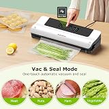 Bonsenkitchen Compact Vacuum Sealer Pearl White with Roll Cutter view 4