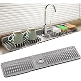 SOCORIA Faucet Mat for Kitchen Sink, 24 Inch Longer Silicone Sink Splash Guard, 7°Slope Fast Self-draining, Fast Drying Tidy 