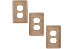 Questech Decor Outlet Cover, Single Duplex Wall Plate 1-Gang Switch Plate Standard Size Electrical Outlet Receptacle Cover, Decorative Tumbled Texture, Noche, 3 Pack