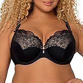 Curvy Couture Womens Tulip Strappy Lace Push-up Bra
