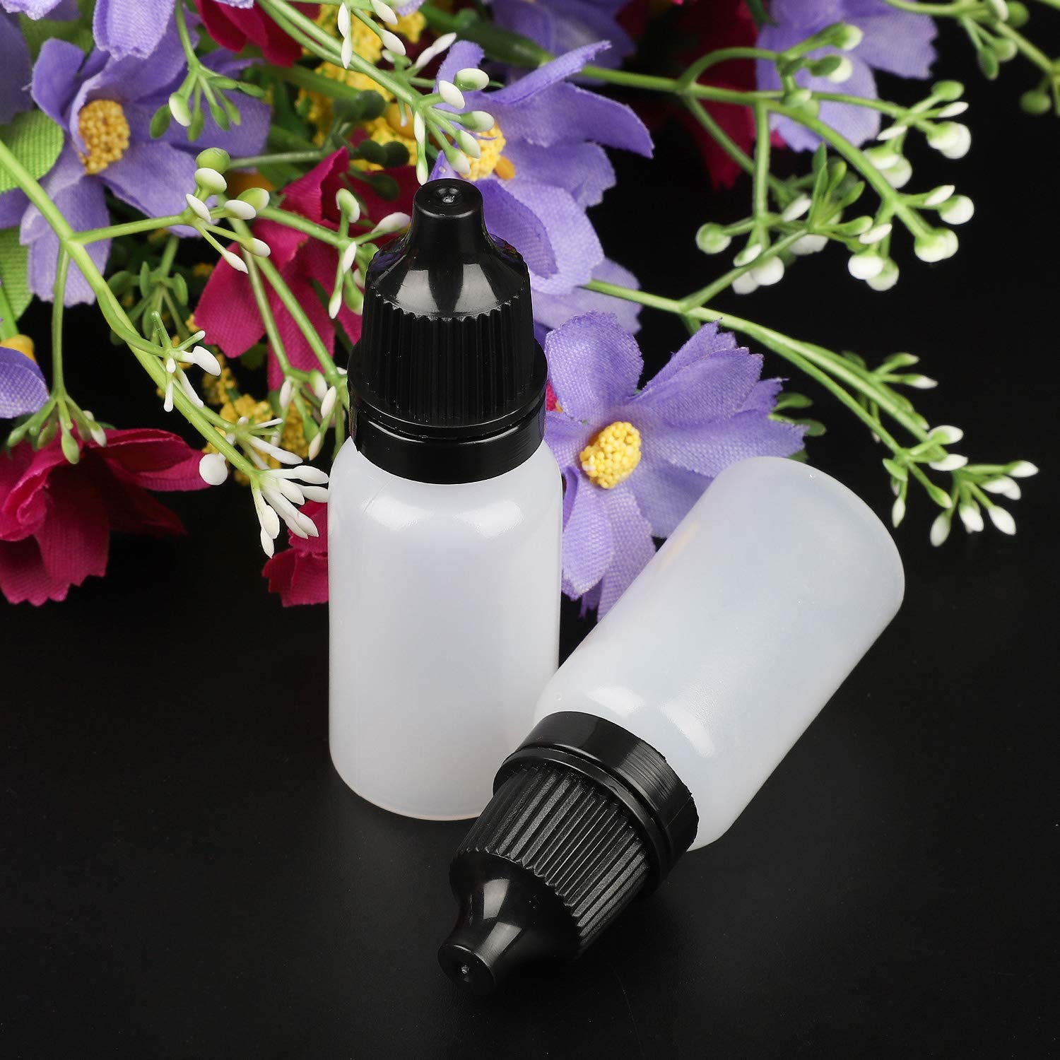 Hyber&Cara 50 Pcs 10ml Dropper Bottle Plastic Squeeze Bottle Eye Liquid Dropper with Tamper Evident Screw Top - Image 4
