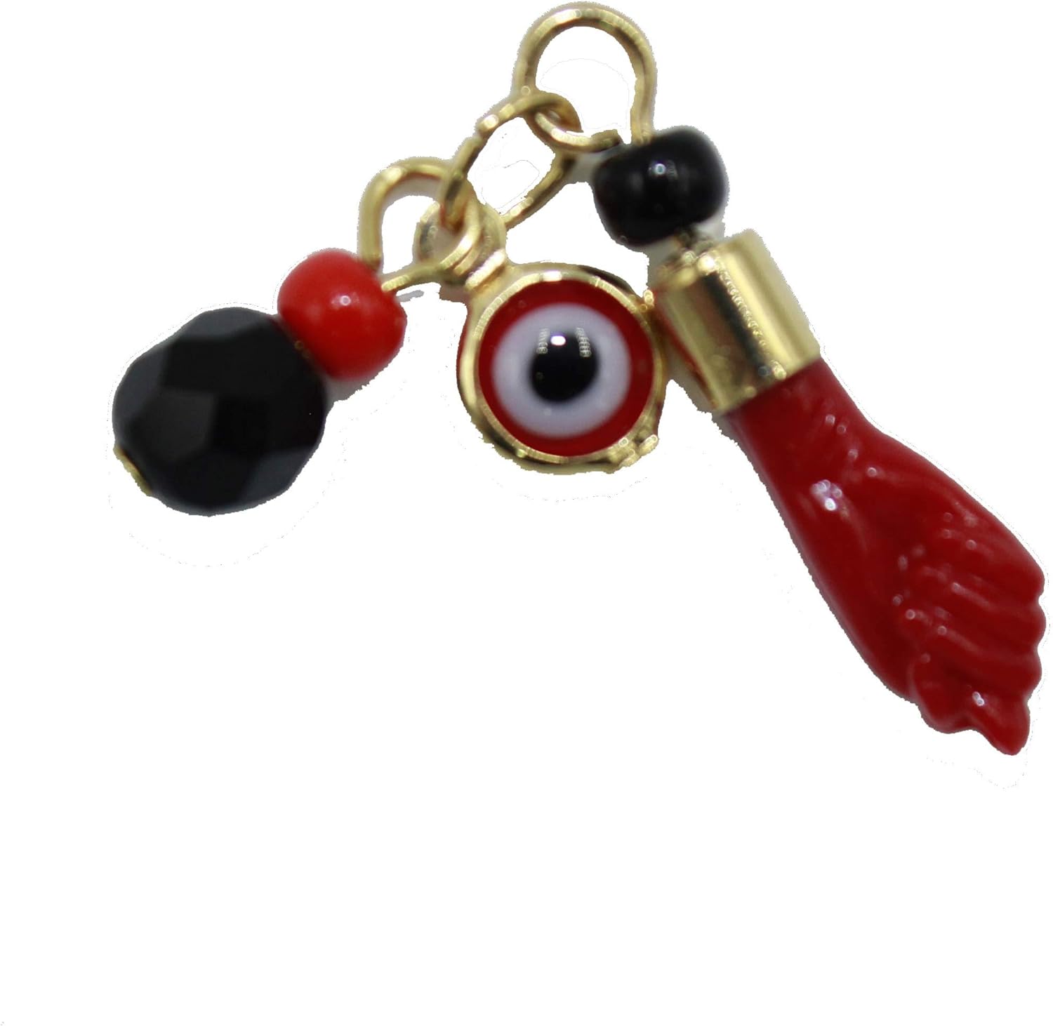 Evil Eye, Azabache & Red Figa Azabache Hand Charm 18k Gold Plated with