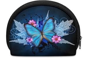Vanideaoty Zipper Cloth Coin Pouch Butterfly Flower Coin Purse for Kids Girls Women