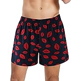 Cinvik Mens Boxers Premium 100% Cotton Soft Loose Pajama Plaid Sleep Shorts Male Short Leg Funny Boxers Small Medium Large