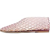 GTBINGGO Pink Jelly Mesh Ballet Flats for Women Adult Clear Hollow Jelly Sandals Closed Toe Beach Ballerina Jellies Shoes Comfortable Fishnet Ballerina Flats Shoes