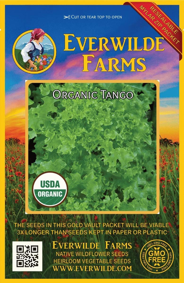 Everwilde Farms - 500 Organic Tango Leaf Lettuce Seeds - Gold Vault Packet