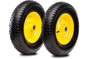 Taifa 16 Inch 2 PCS Rubber Pneumatic Replacement Tires and Wheels 4.80/4.00-8" with 3/4'' Bearing, Inflated Air Wheel for Wheelbarrow/Wagon/Hand Truck/Trolley/Garden Cart/Trailers/Dolly etc.