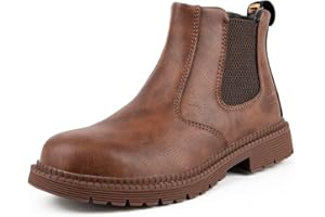 ZBVB Steel Toe Work Boots for Men Women Slip-on Chelsea Boots, Men's Industrial Construction Shoes, Waterproof, Lightweight, Comfortable, Non-slip Safety Boots