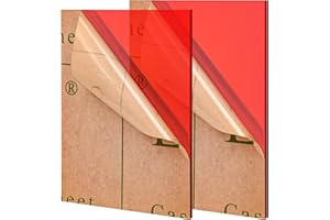 Lesnlok Red Acrylic Sheets 1/8 inch Thick 3mm 2 Pack 8 x 10 Clear Plexiglass Sheets,for Sign,Craft,Painting,Laser Cutting,DIY Display Projects… (8"x 10", Red, 2)