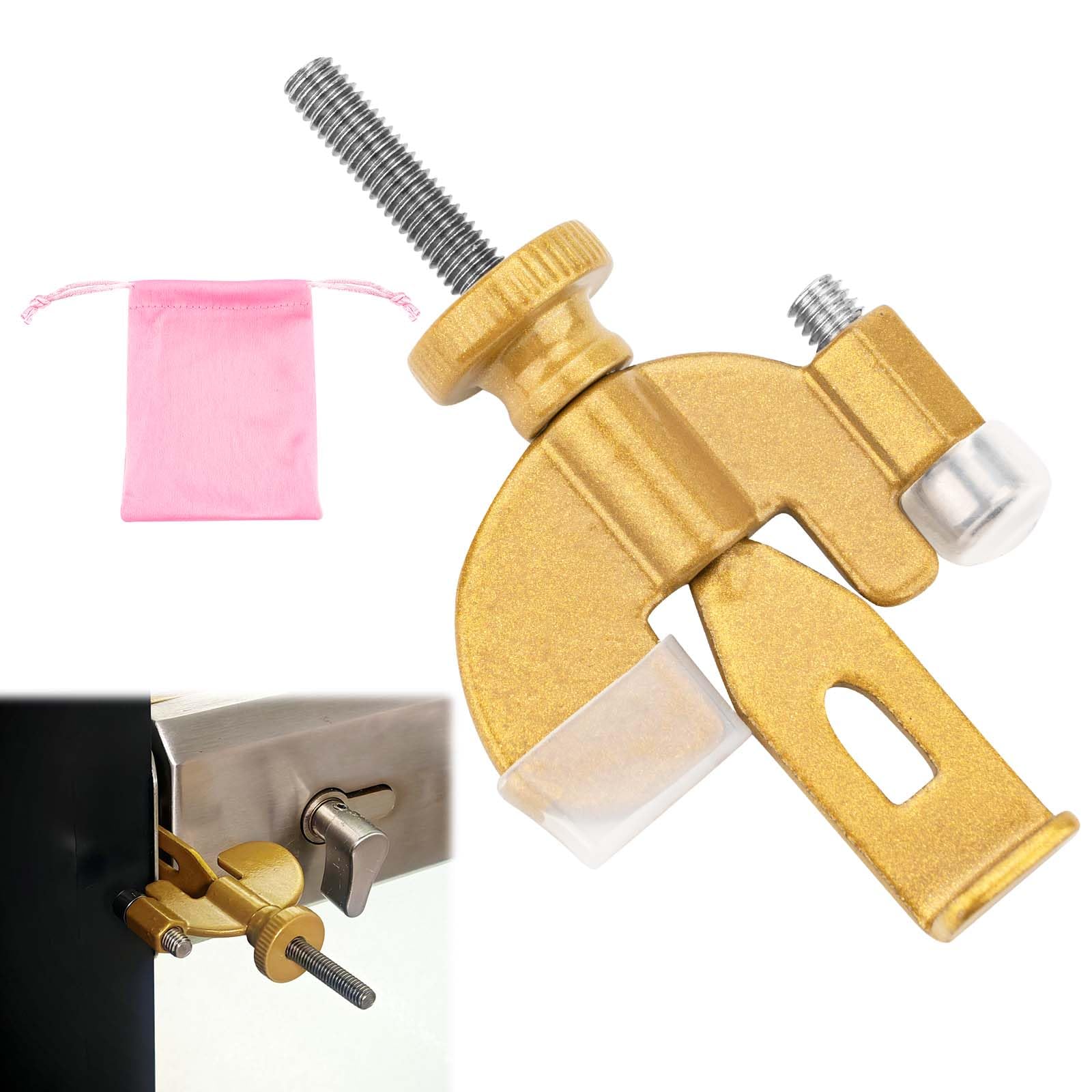 Black Portable Door Lock for Travel - Additional Safety and Privacy Security Lock for Home, Apartment, Hotel, Motel, Schools, Dormitories (Gold 1)