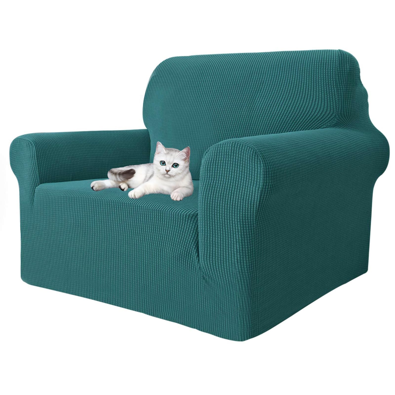 Photo 1 of MAXIJIN Stretch Chair Cover Chair Slipcovers with Arms, 1-Piece Couch Sofa Chair Covers for Living Room, Non Slip Armchair Cover (31"-46") Furniture Protector Dogs Pet Friendly (Chair, Peacock Teal)