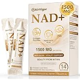 AirVigor NAD Supplement, 1500mg Blend Formula for Skin Glow &amp; Healthy Aging | NAD Supplements for Women with NAD+, Collagen Peptides, Hyaluronic Acid, Pineapple Liquid Sticks, Daily Vitality, 14 Count