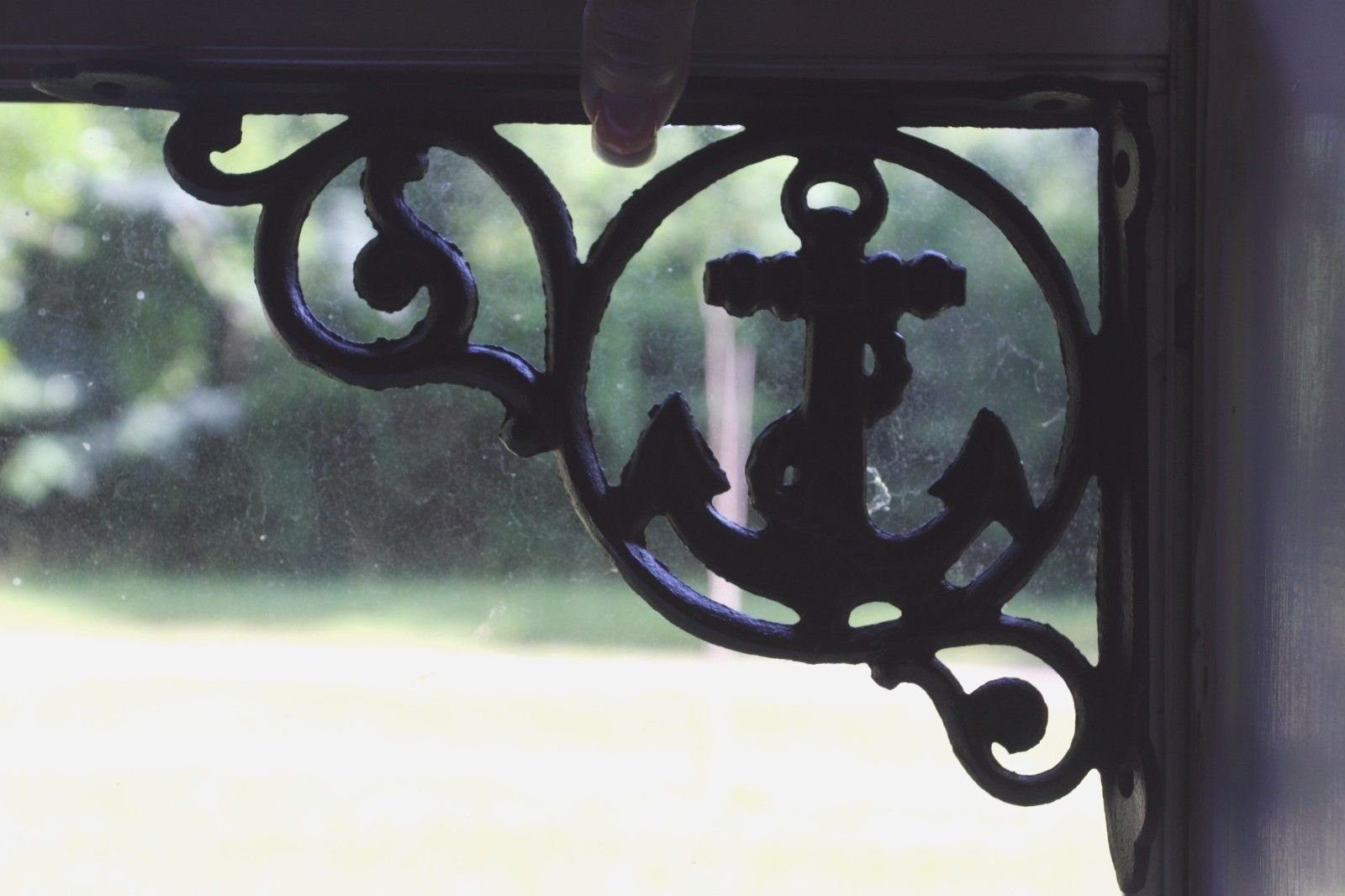 Rustic Nautical Anchor Design Window Decor Using Cast Iron Shelf Brackets, Rustic Brown, 8 3/4" x 6 1/2",- Set of 2