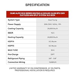 OLMO Alpic 24000 BTU Ductless Mini Split Air