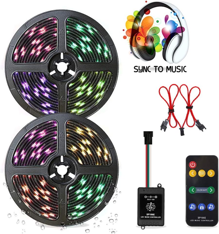 GTRR LED Light Bar 5A Dimmable Controller 44-Key Infrared Remote Control Flexible LED Light Strip for Party Gathering,10 meters 300 lights 5A