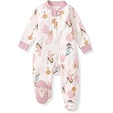 Burt's Bees Baby Girls' Organic Cotton Sleep and Play Footed Pajamas