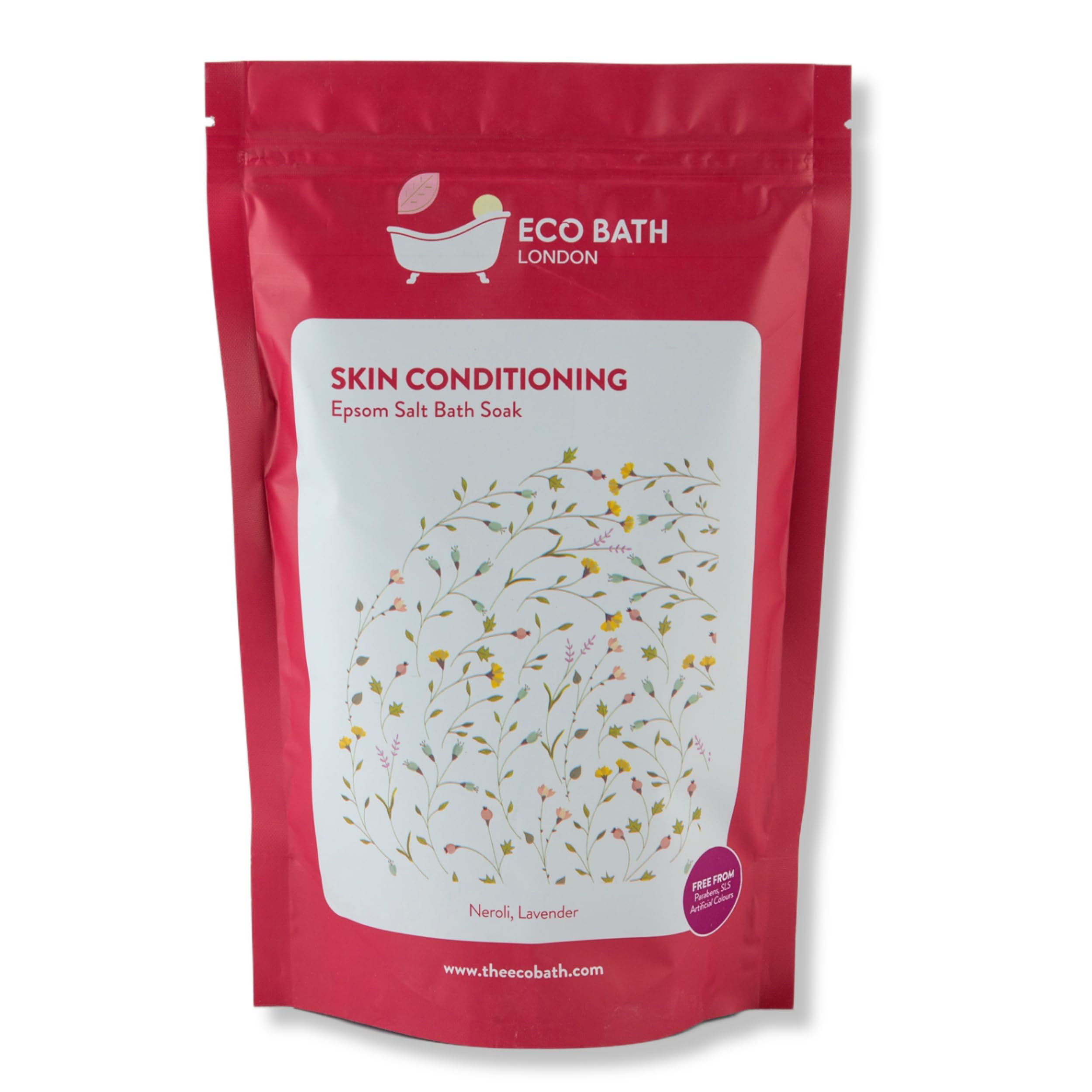 Eco Bath London Skin Conditioning Epsom Salt Bath Soak - Pouch 500g, Magnesium Bath Salts Infused with Neroli and Lavender Essential Oils, Epsom Bath Salts for Skin Care and Relaxation