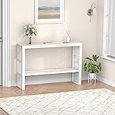 Bamboonova Bamboo Wood Console Table 47.2" Entryway Table, 2-Tier Farmhouse Narrow Sofa Table w/Storage Shelf, Couch Table Behind Sofa Easy Assembly for Entrance, Hallway, Living Room, Foyer(White)