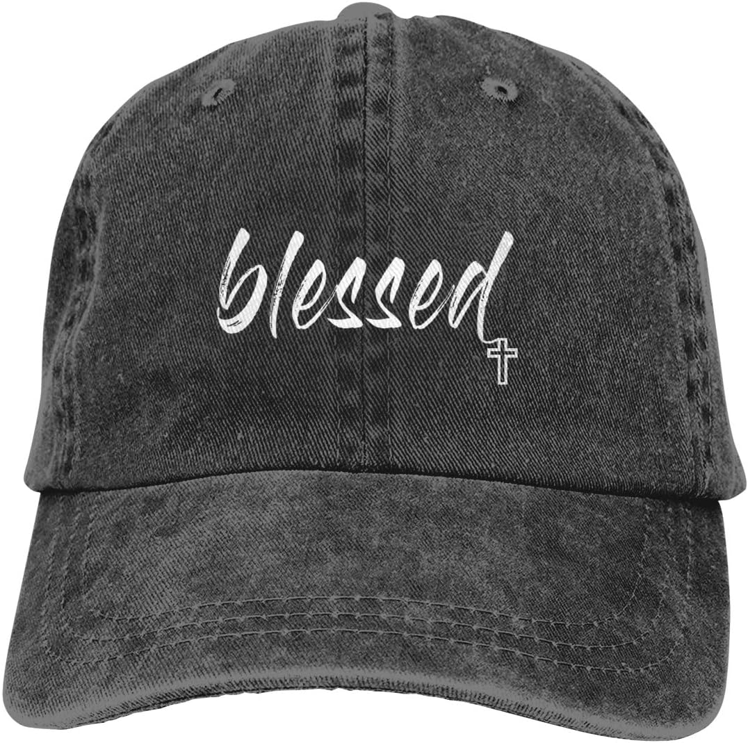 Ja Yhou dontcy Blessed Adjustable Hat Faith Thankful Baseball Cap Black Hat