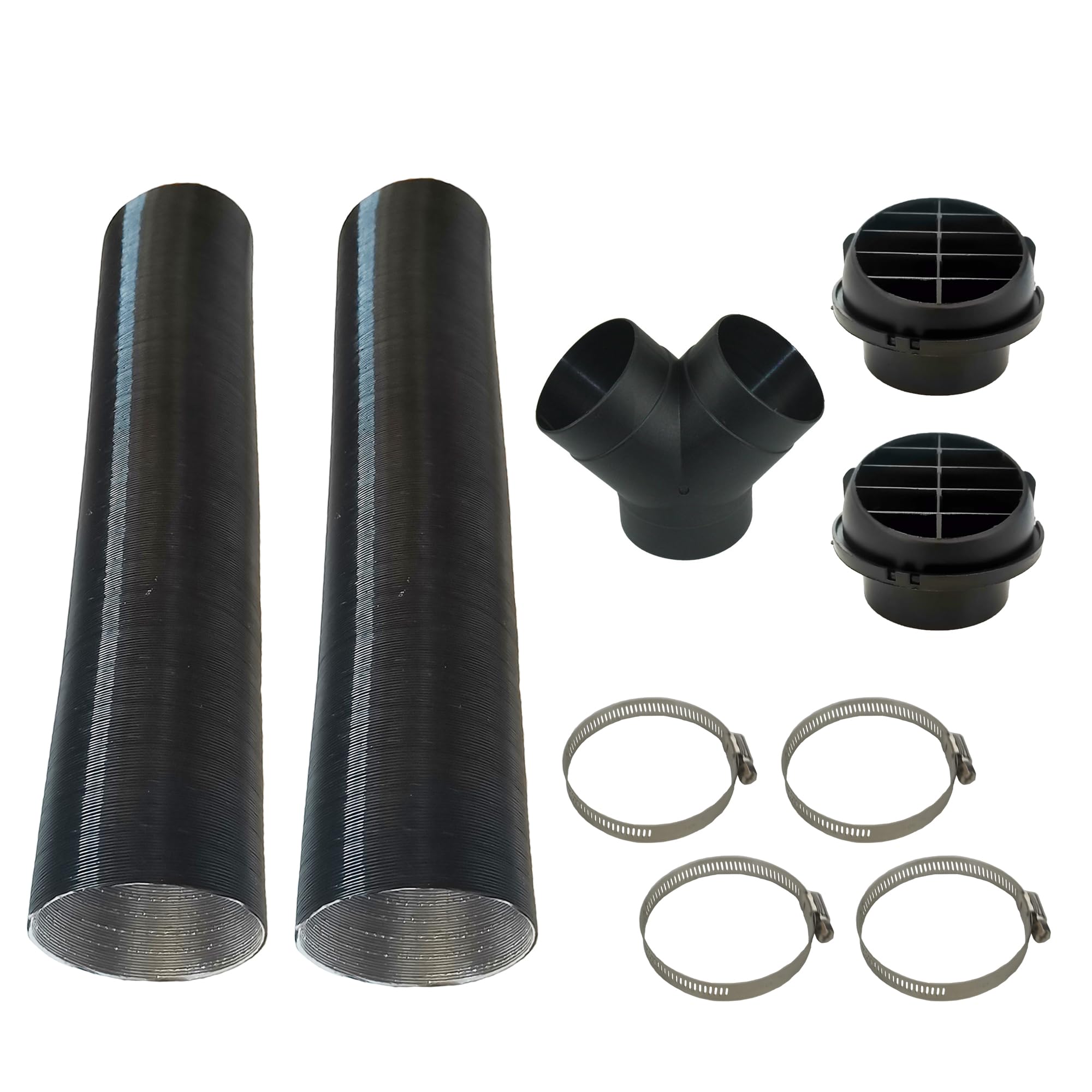 Photo 1 of 75mm/3inch Diesel Heater Exhaust Pipe Ducting Set,Car Parking Heater Air Vent Extender Accessories,Vent Outlet Y Branch Connector and Hose Clips for Webasto Eberspacher Propex 2KW 5KW 8KW Heaters