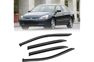CMVT Auto Window Visors for Honda Accord 2003-2007, Rain Guards Shields Vent Shade Deflector Dark Smoke 2004 2005 2006 03 04 05 06 07, Tape-On, 4PCS