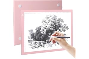 RTjoy A4 LED Light Pad, USB Powered Drawing Board, Adjustable Brightness Tracing Box Ideal for Diamond Art, Weeding Vinyl, Viewing Slides, Stenciling, Embossing, Quilting Stencils (Pink)