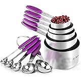 Measuring Cups : U-Taste 18/8 Stainless Steel Measuring Cups and Spoons Set of 10 Piece, Upgraded Thickness Handle(Purple)