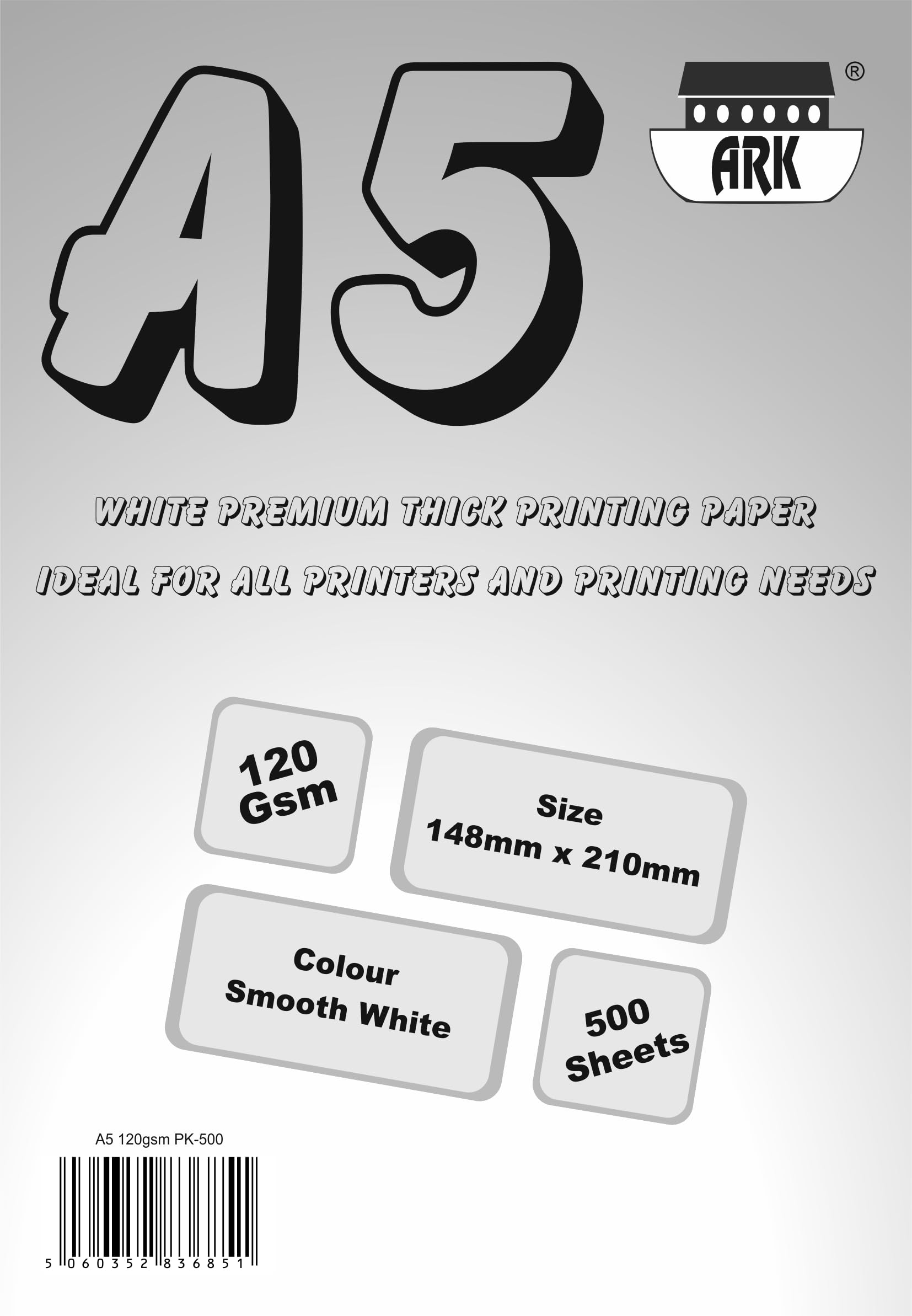 ARK A5 120gsm White Premium Thick Printing Paper Suitable for All Printers(Pack of 500) (1)