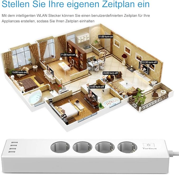 Smart Home Steckdosenleiste Tonbux Wlan Steckdosenleiste Mehrfachsteckdose Alexa Dot Echo Ifttt Master Slave Steckdose Berspannungsschutz Mit 4 Steckpl Tze Und 4 Usb Ports Smartphone Fernbedienung Amazon De Beleuchtung