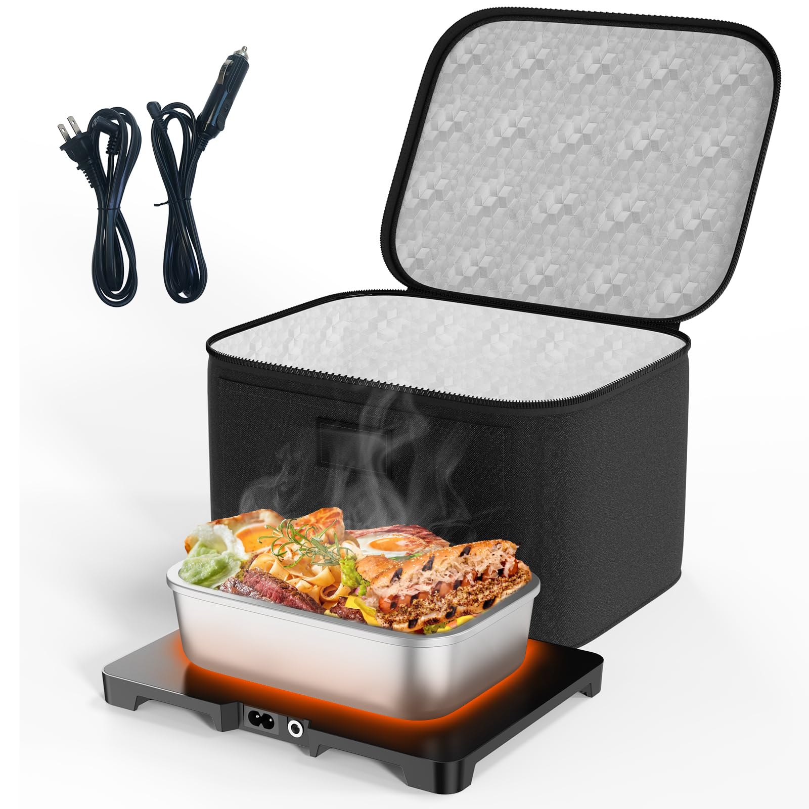 Photo 1 of **PARTS ONLY**Lunch Bags Built-in Heating Plate - 3-In-1 Portable Electric Lunch Box Works in Car/Truck Lighter Ports and Wall Outlets,12V/24V/110V Mini Oven Food Warmer,Heated for Office Travel Work Meal Reheating