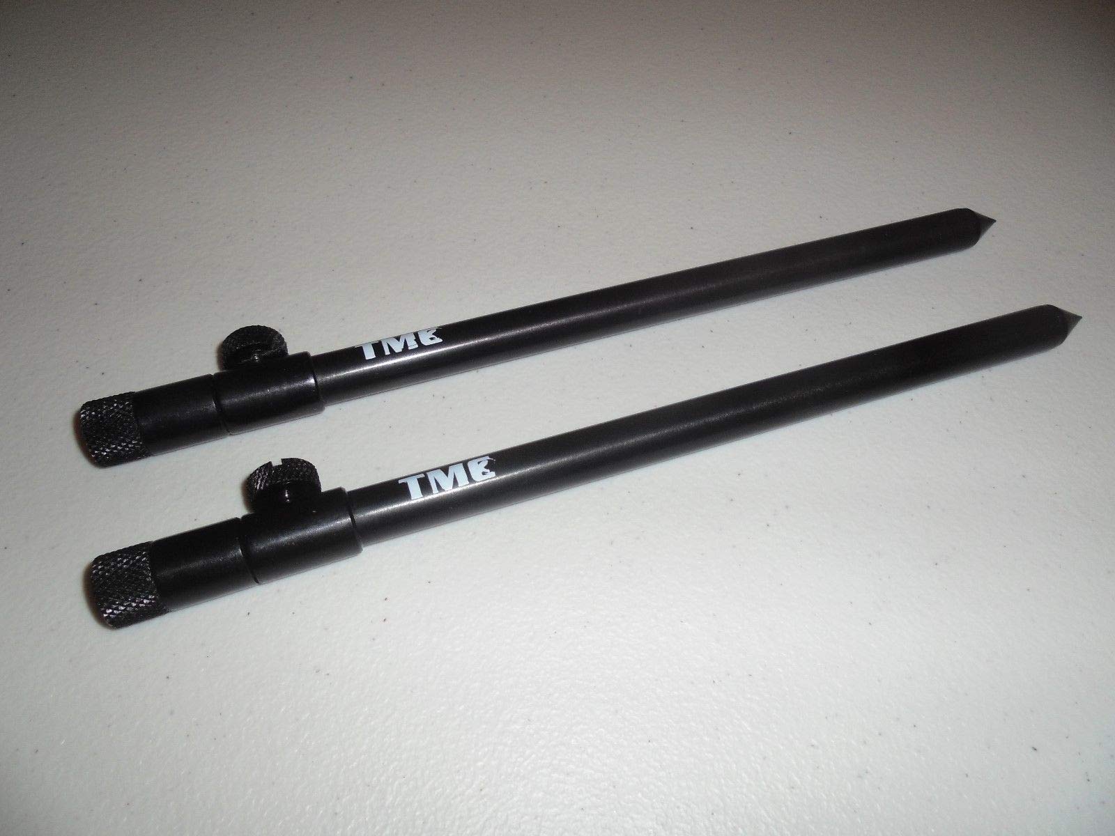 TMC 2 x Aluminium Bank Sticks 25-45 cm's. Rod Rests, Buzz Bar, Alarms. 16mm