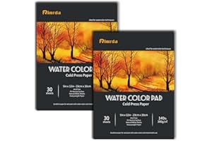 RINRDA Watercolor Pads 9x12in 2 Pack,60 Sheets of Water Color Paper 140 lb Cold Press Acid-Free Paper for Painting & Drawing, Wet, Mixed Media (Paper, 9x12)