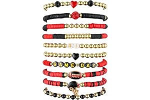 ARZASGO Friendship Bracelets Heishi Surfer Colorful Beaded Bracelet Set for Women Girls Rainbow Stretch Bracelets Outfits Jewelry Gifts