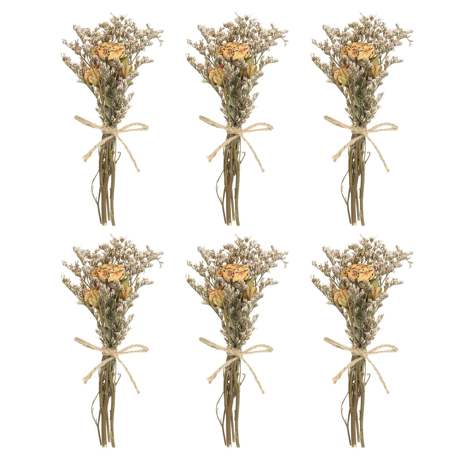 PATIKIL Mini Dried Flower Bouquet, 6 Pcs Rose Natural Wildflower with Stem Decor Baby's Breath Boho Floral Plant Flower for Crafts DIY Photo Props Gift Wedding Decor, Cream