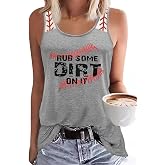 Baseball Mom Tank Tops Baseball Mama T Shirt Rub Some Dirt On It Letter Print Baseball Love Graphic Sleeveless Tee