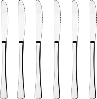 GRÄWE Tafelmesser aus Edelstahl, 6er Messer Set, Menümesser mit Wellenschliff, poliert, spülmaschinengeeignet - Serie Würzburg