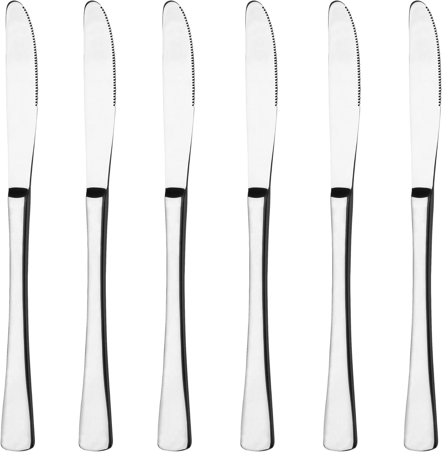 GRÄWE Tafelmesser aus Edelstahl, 6er Messer Set, Menümesser mit Wellenschliff, poliert, spülmaschinengeeignet - Serie Würzburg