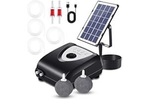 S SUNSBELL Solar Pond Pump, Air Pump, Solar Powered Pool Fish Tank Oxygenator Oxygen Aerator Air Pump Pond Kit, for Garden Fish Tank Pool Fishing Pond
