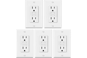 ELECTECK 5 Pack GFCI Outlets 15 Amp, Non-Tamper Resistant, Decor GFI Receptacles with LED Indicator, Ground Fault Circuit Interrupter, Wallplate Included, ETL Listed, White
