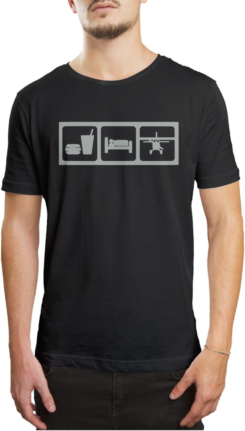 OKSDLK Eat Sleep Fly Men's Short Sleeve Shirts Crazy Shirts