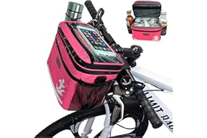 MeiMeSu Bike Handlebar Bag with Touch Screen Phone Holder, Waterproof Front Basket, Insulated Cooler Lunch Bag