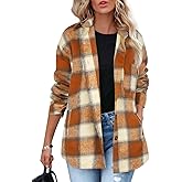 Beaully Women's Plaid Shacket Jacket Long Sleeve Button Down Flannel Shirts Fashion Jacket Fall Winter Clothes