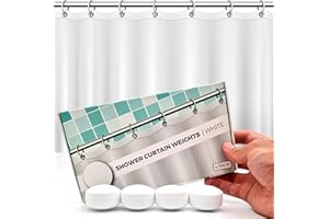 HMMAGNETS Powerful Anti-Billowing Magnetic Shower Curtain Weights for Splash-Free Bath Experience - 360° Silicone Wrapped - Will Never Rust - Heavy Magnets Prevent Curtain Liners from Blowing | 4 Pairs | White