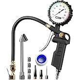 Tire Inflator with Pressure Gauge – Large Glow Dial, Swivel Air Chuck with Gauge and Air Compressor Accessories – 100 PSI