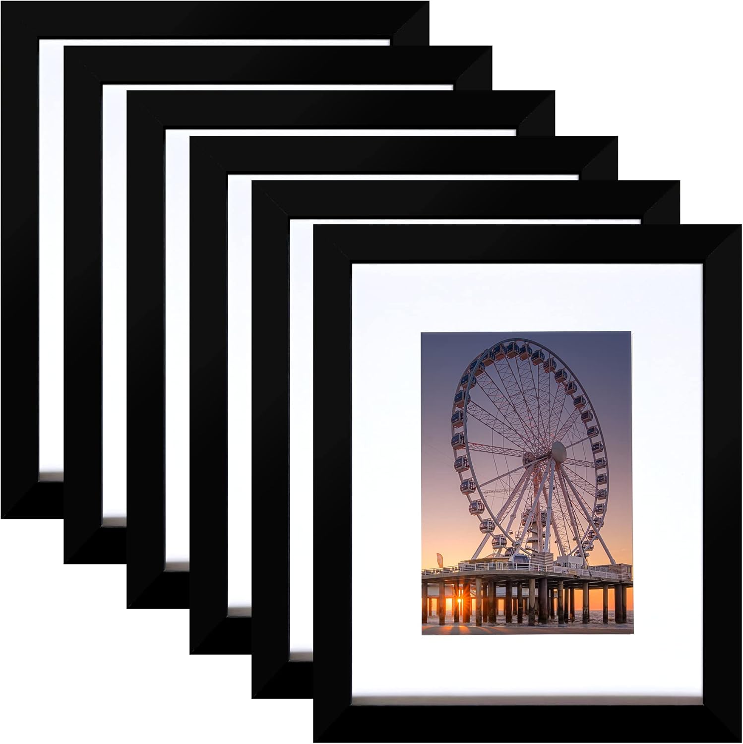 Photo Albums, Frames & Accessories - BESCRCL 8x10 Picture Frame Black Set of 6, Display Pictures 5x7 with Mat or 8x10 Without Mat for Wall Mounting or TableTop